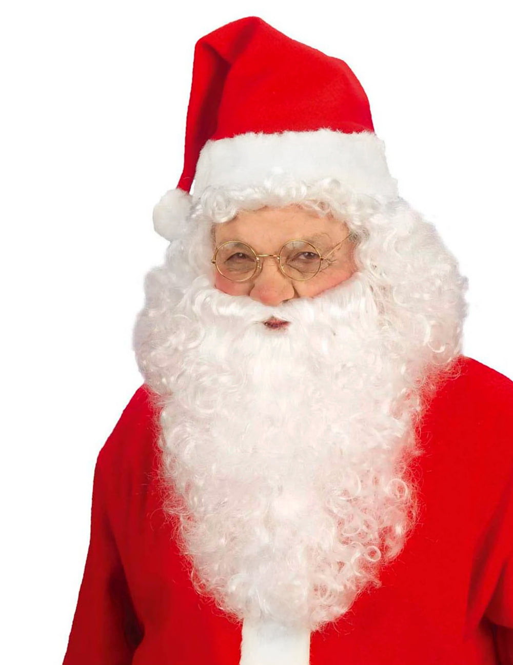 Perruque avec barbe Père Noël pour adulte blanche et frisée