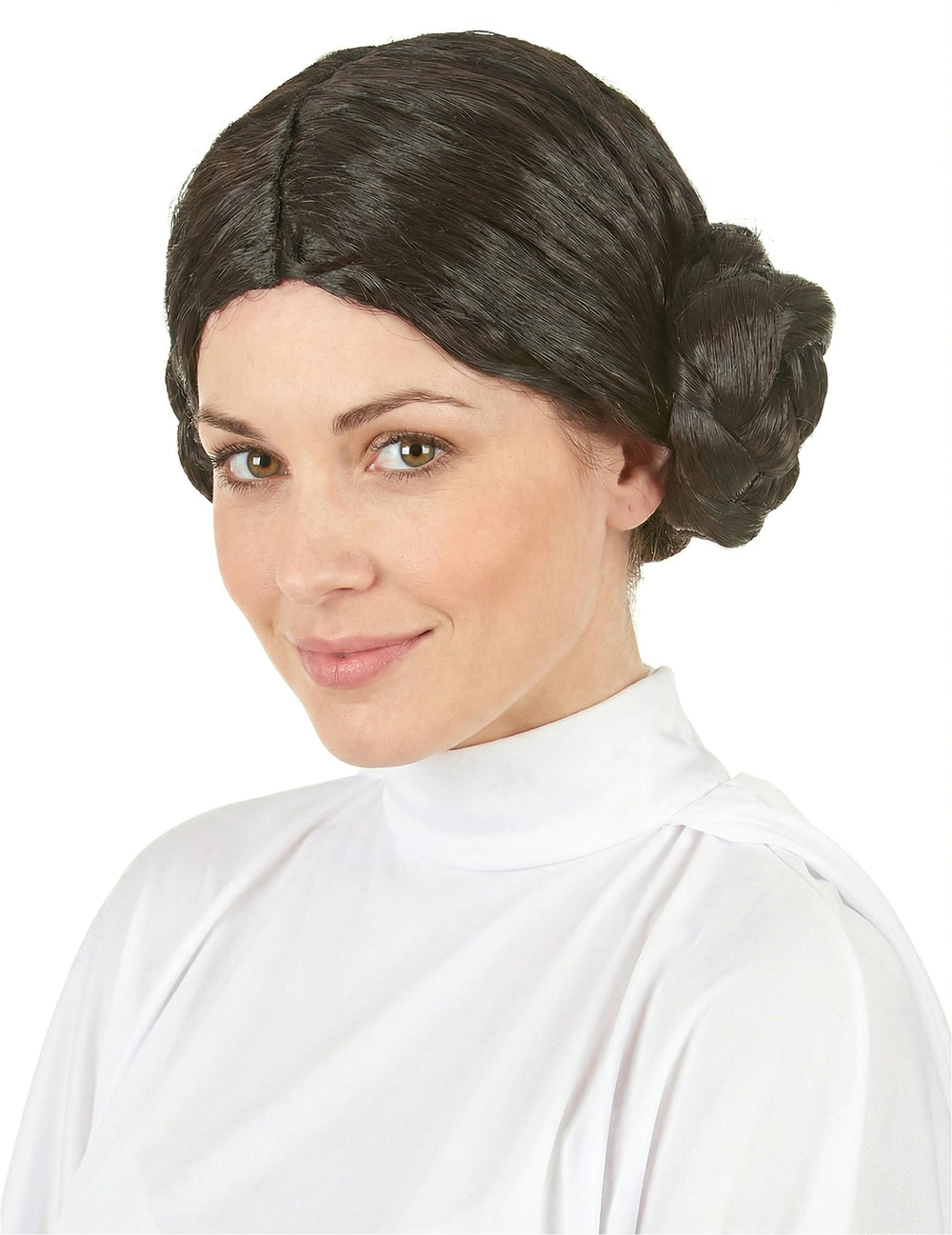 Vue de profil de la perruque avec chignon pour femme noire