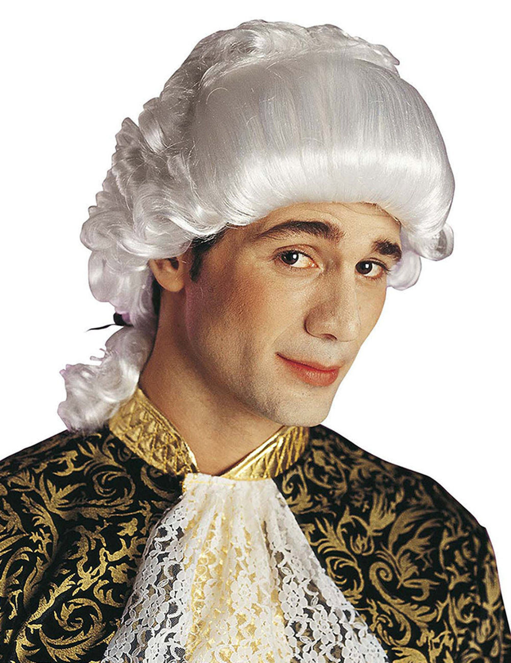 Perruque baroque pour adulte blanche à boucles