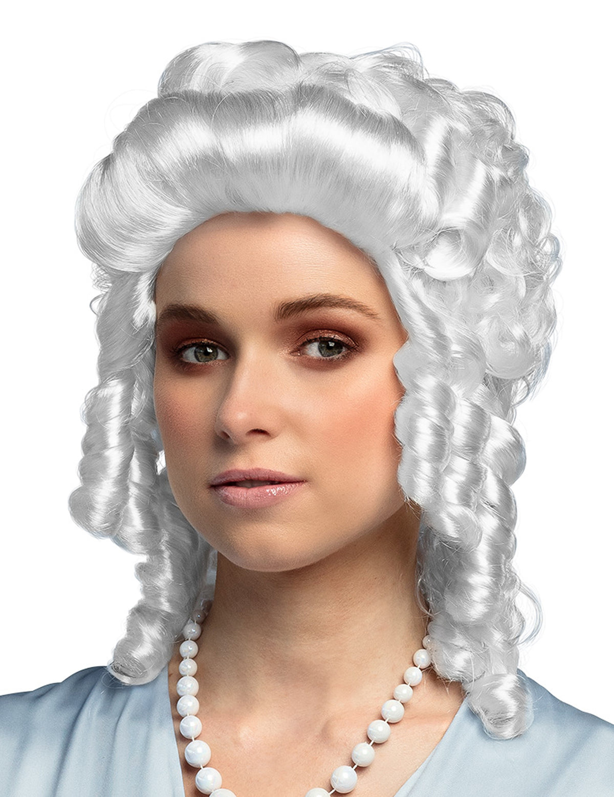 Perruque baroque pour femme blanche à boucles