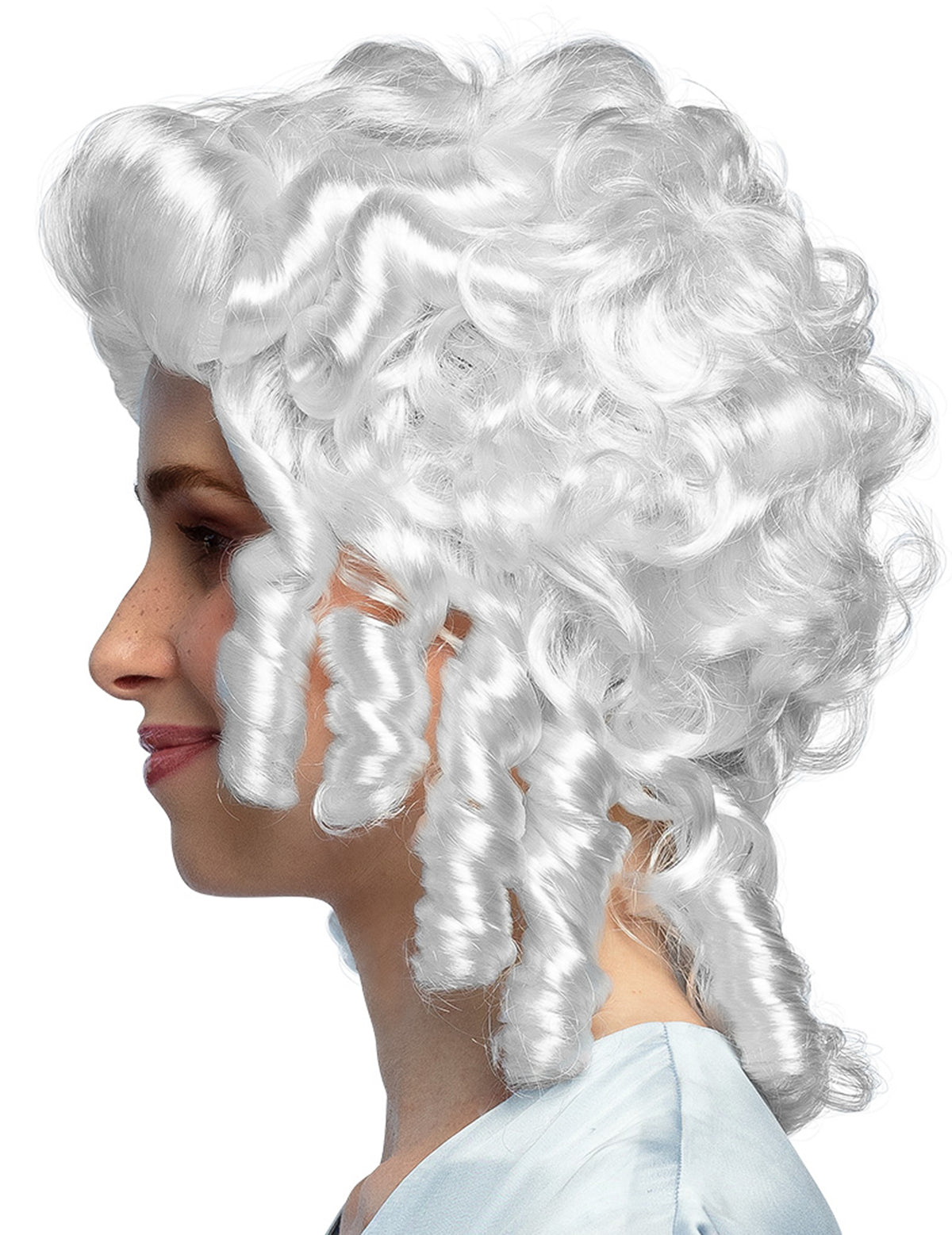 Vue de profil de la perruque baroque pour femme