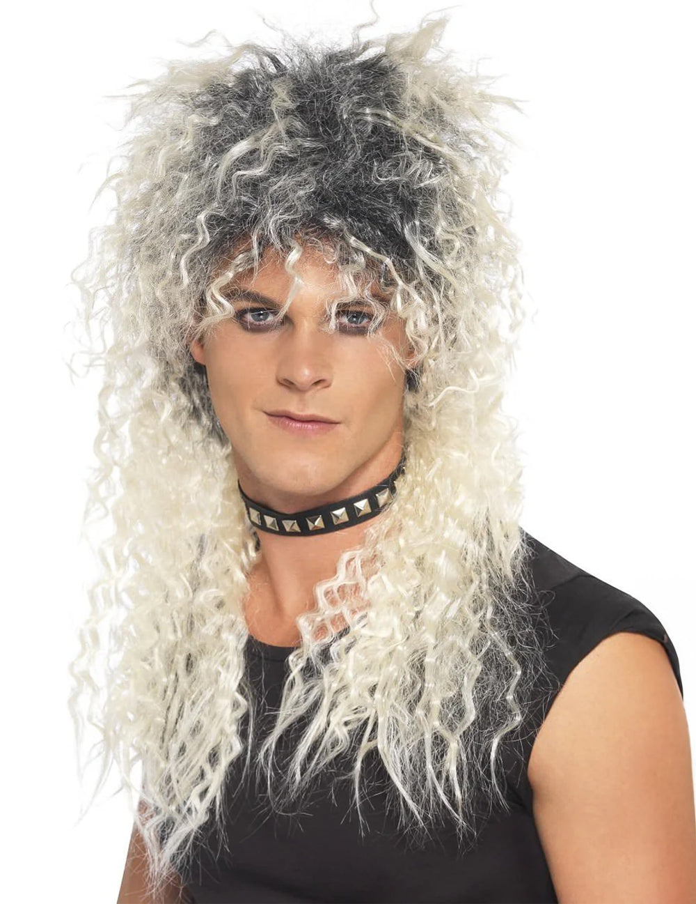 Perruque punk pour adulte blonde avec racines noires