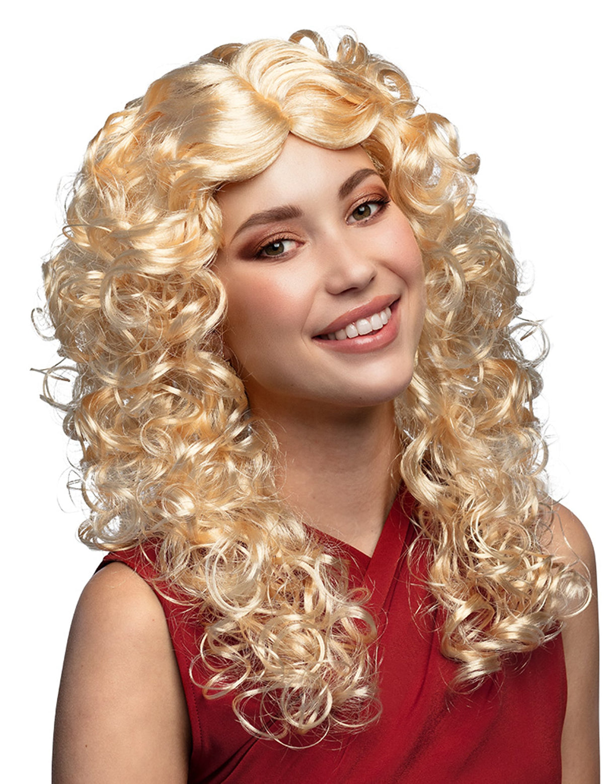 Perruque bouclée de star de la pop pour femme blonde volumineuse