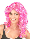 Peruca encaracolada cor-de-rosa mulher