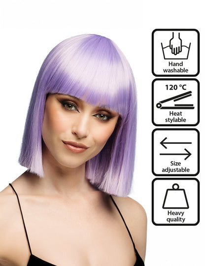 Peruca lisa lilás pastel luxuosa para adulto