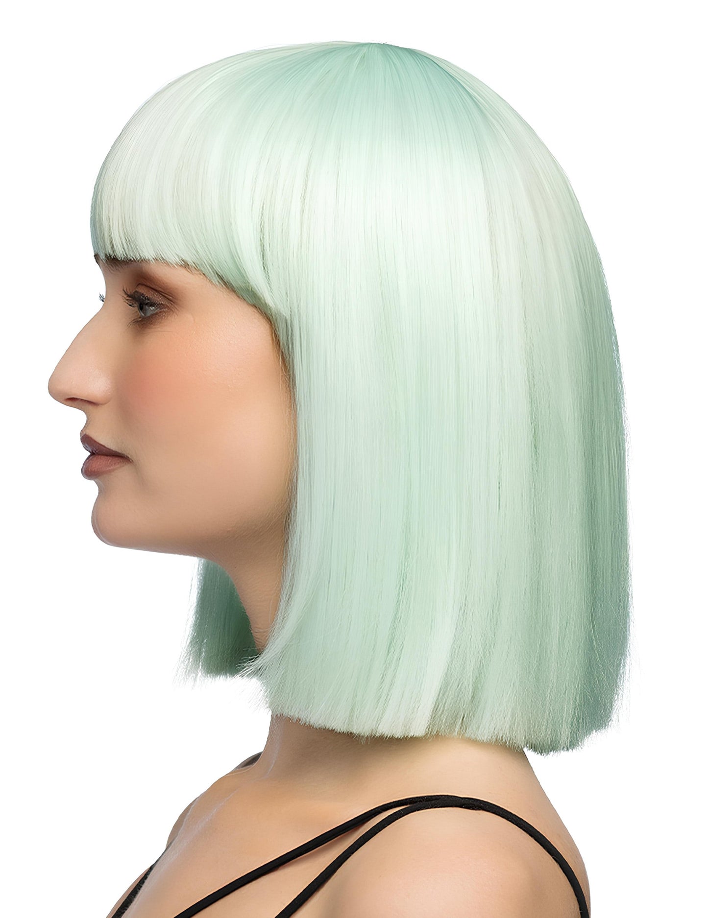 Peruca luxuosa em tom pastel menta para adulto