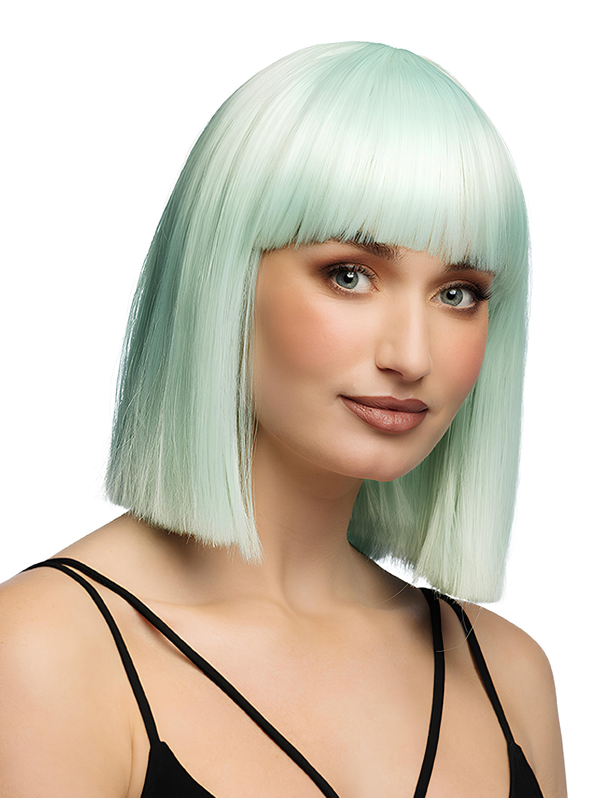 Peruca luxuosa em tom pastel menta para adulto