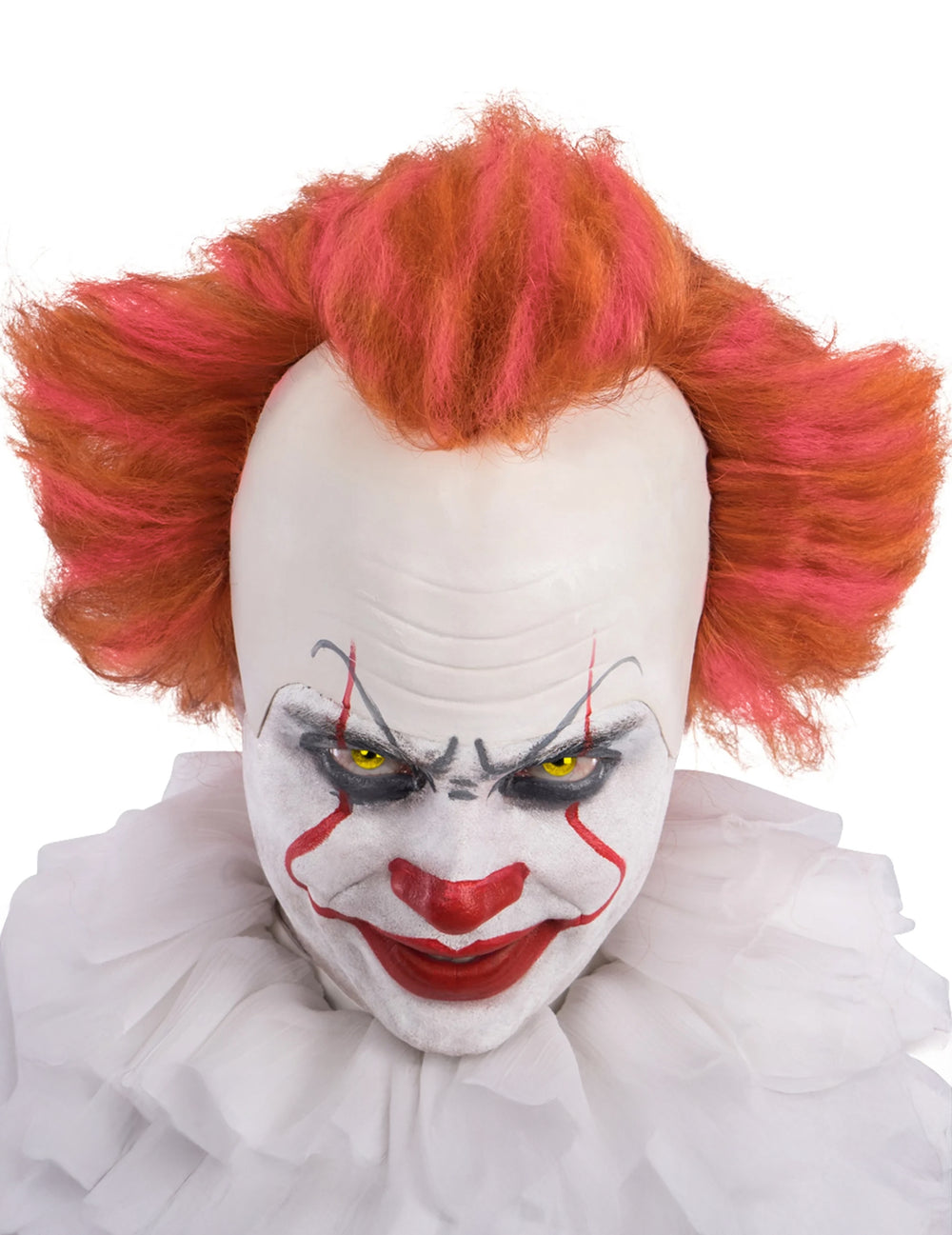 Perruque clown de l'horreur pour adulte rousse et rose avec front chauve