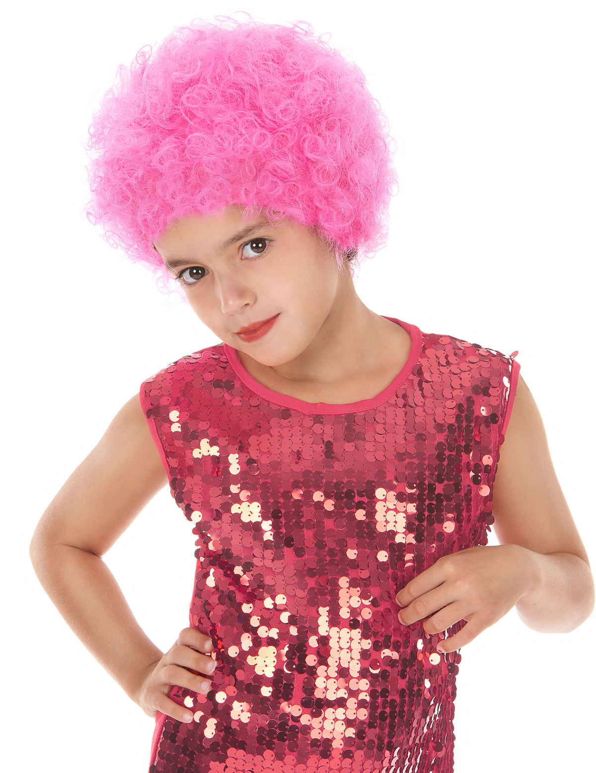 Perruque disco pour enfant rose