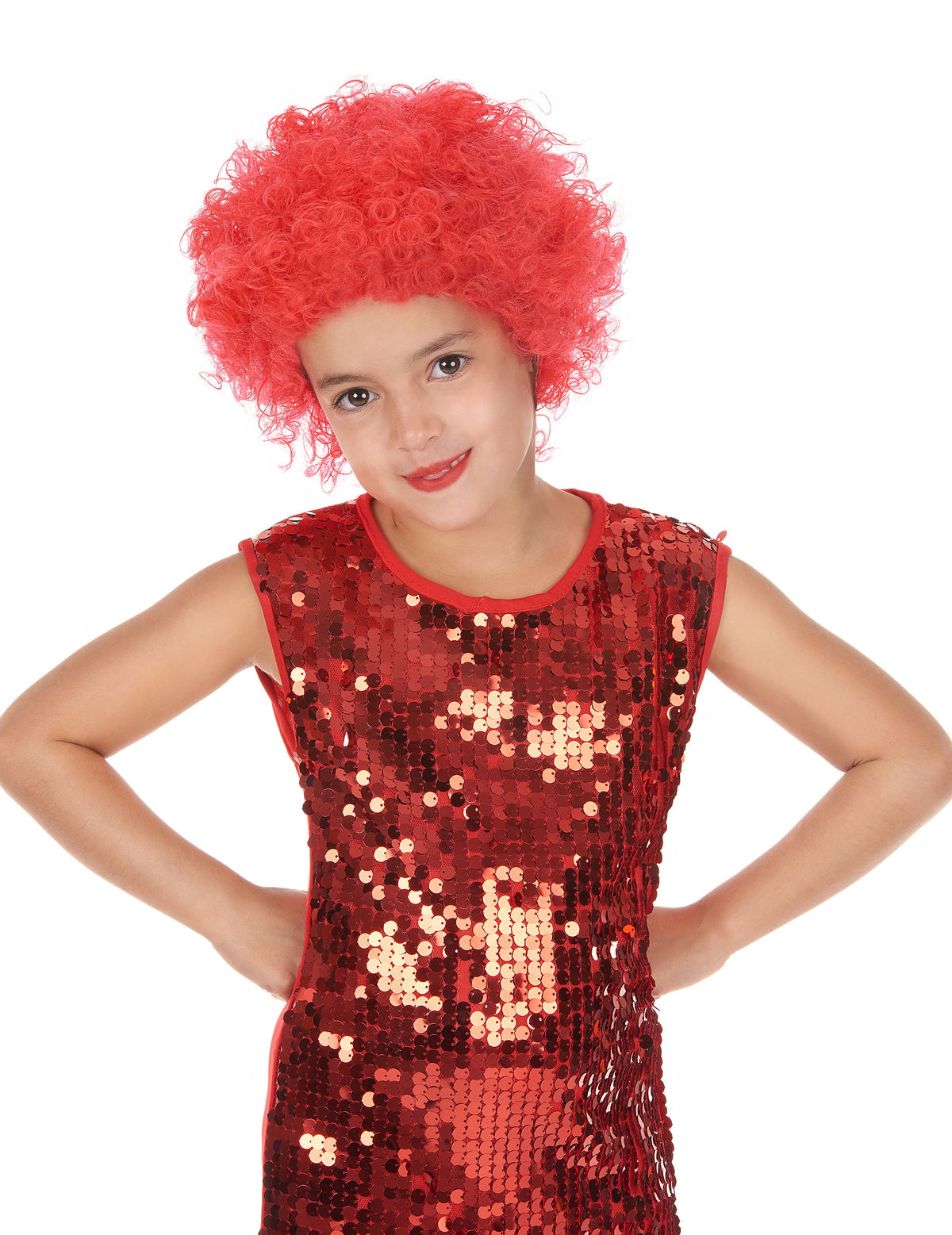 Perruque disco pour enfant rouge frisée