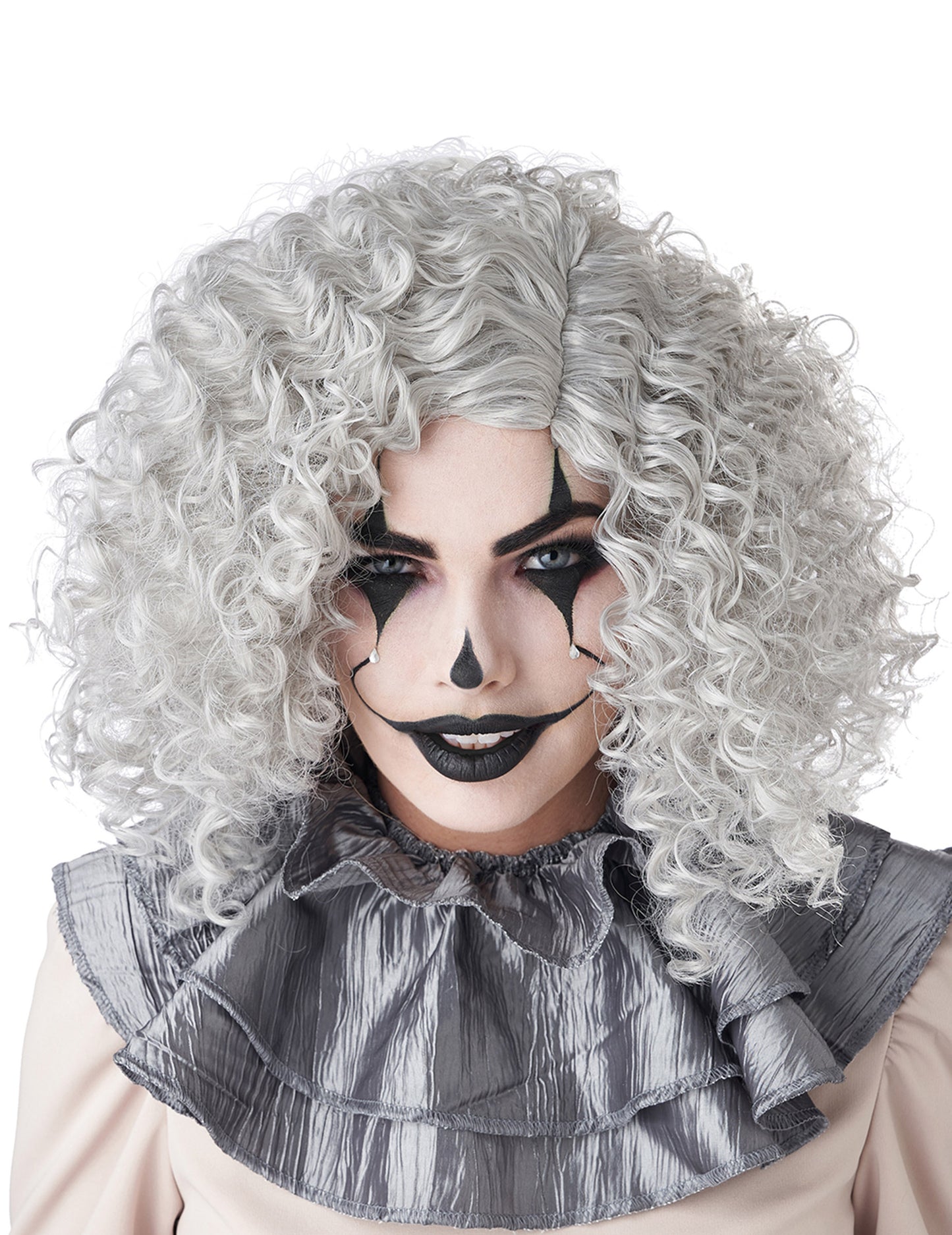Perruque clown pour adulte grise frisée