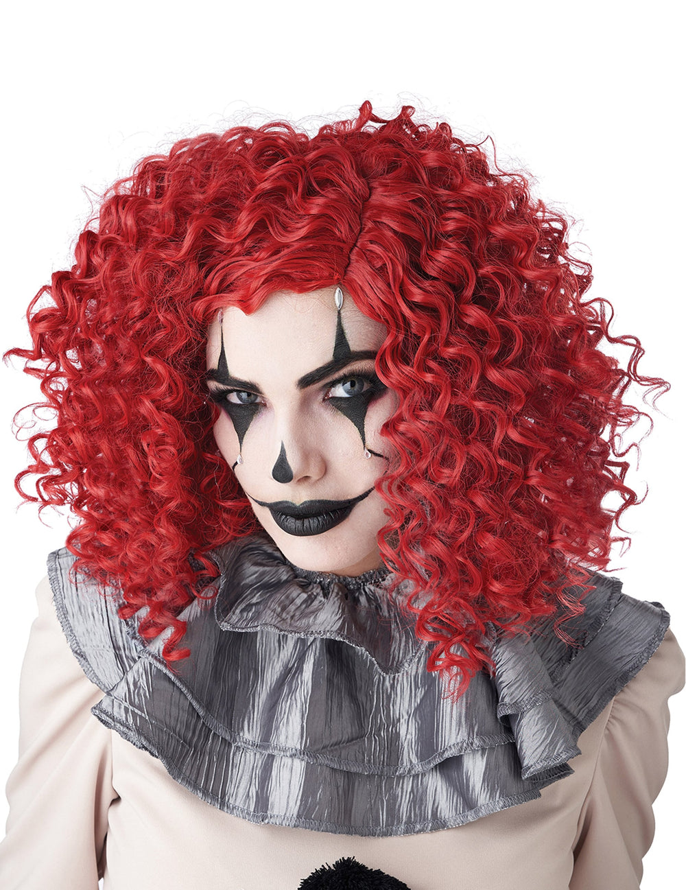 Perruque de clown pour adulte rouge frisée