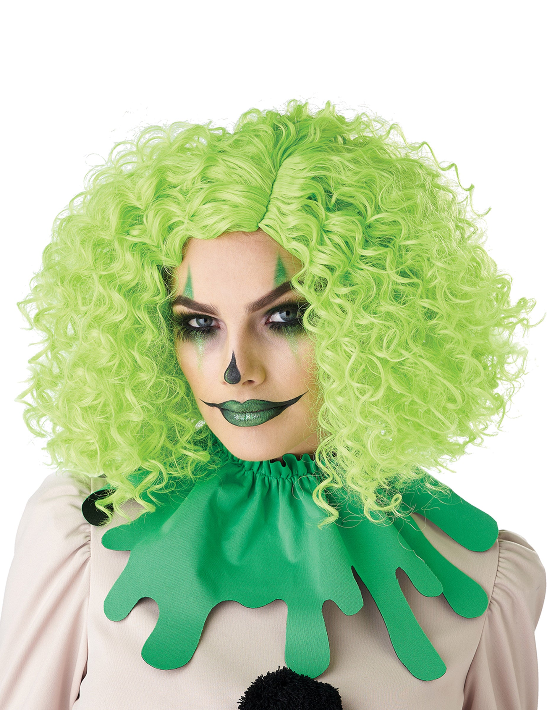 Perruque de clown pour adulte verte frisée