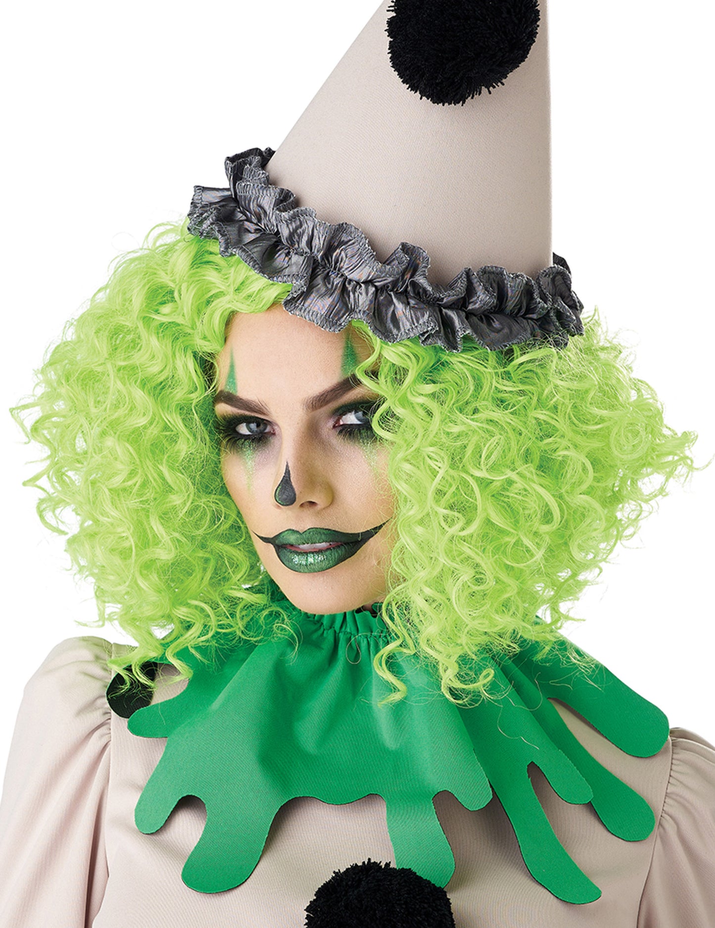 Gros plan sur la perruque de clown pour adulte