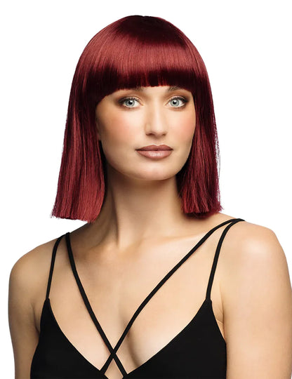Peruca pentear quadrada auburn luxo mulher
