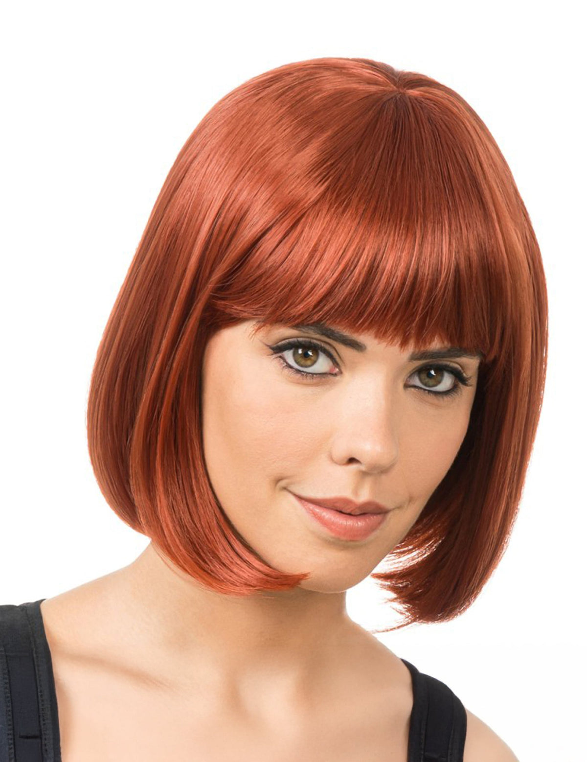Peruca de corte chanel ruiva auburn luxo para mulher