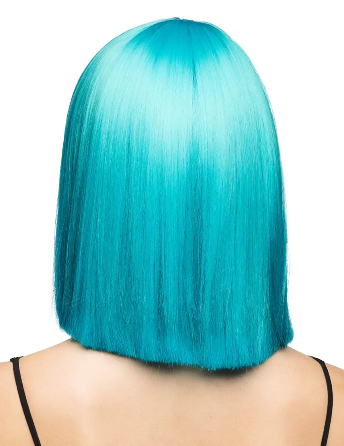 Peruca de corte chanel azul turquesa luxo para mulher