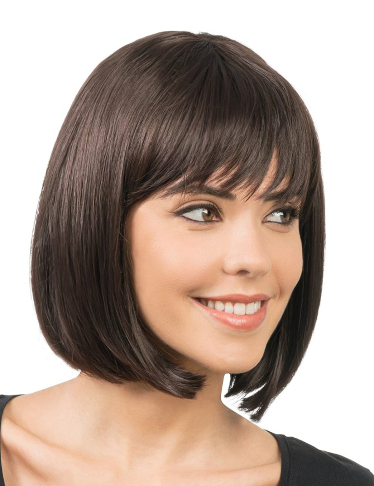 Peruca de corte chanel castanha luxo para mulher