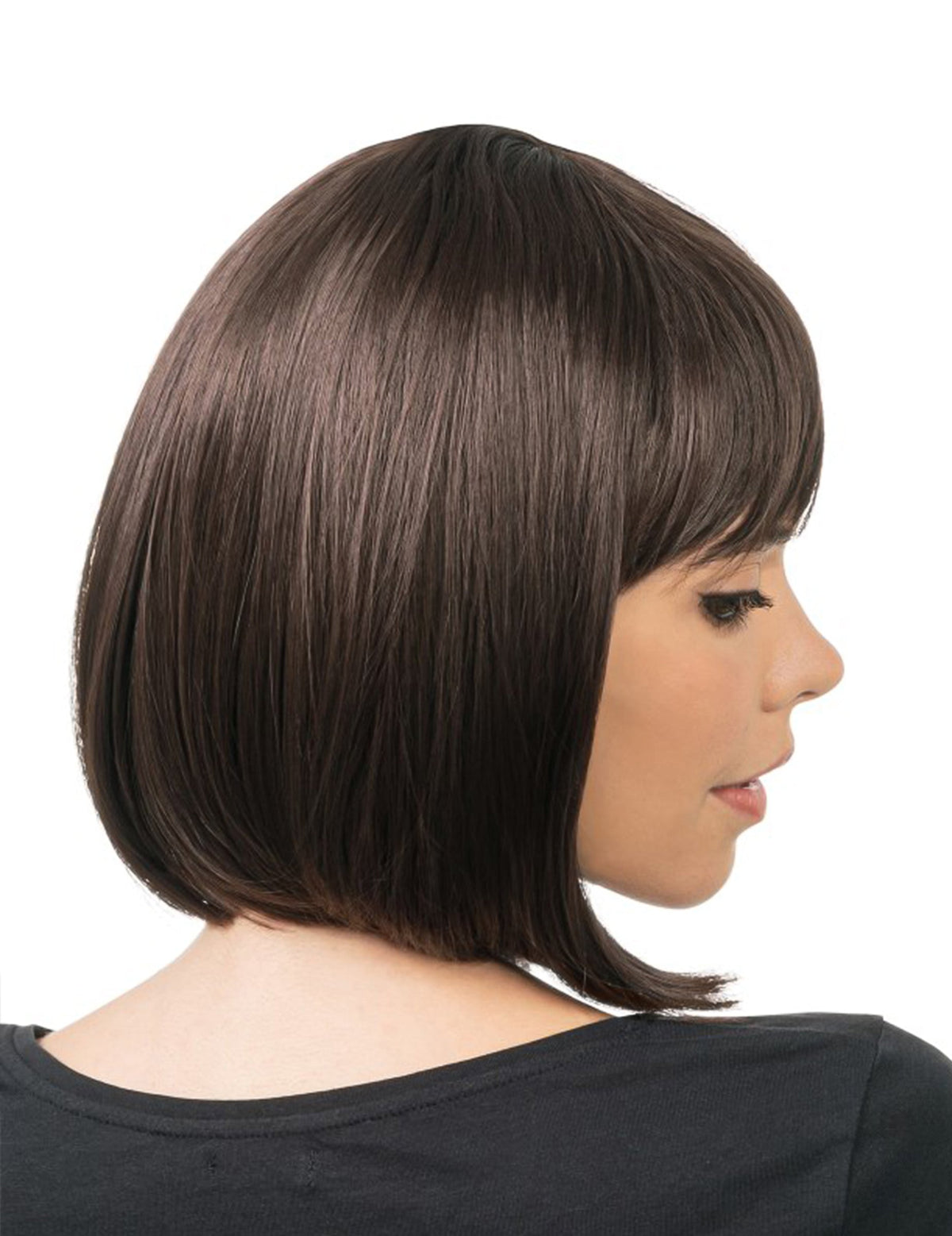 Peruca de corte chanel castanha luxo para mulher