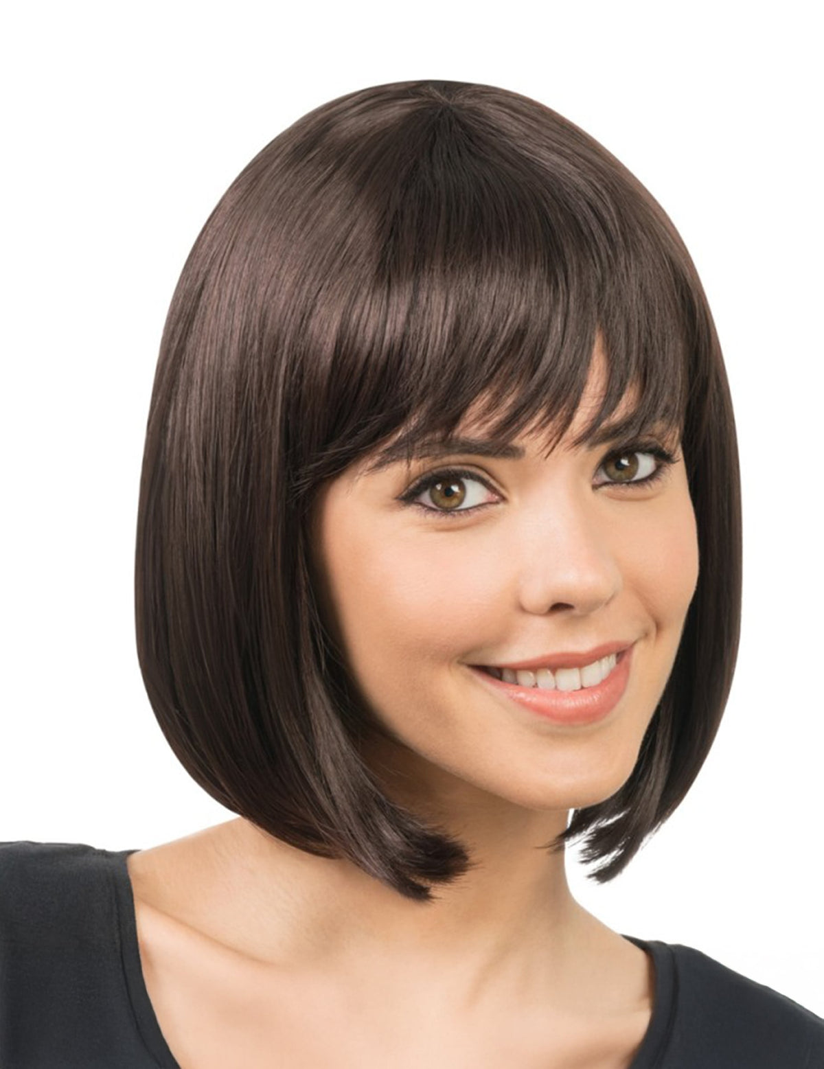 Peruca de corte chanel castanha luxo para mulher