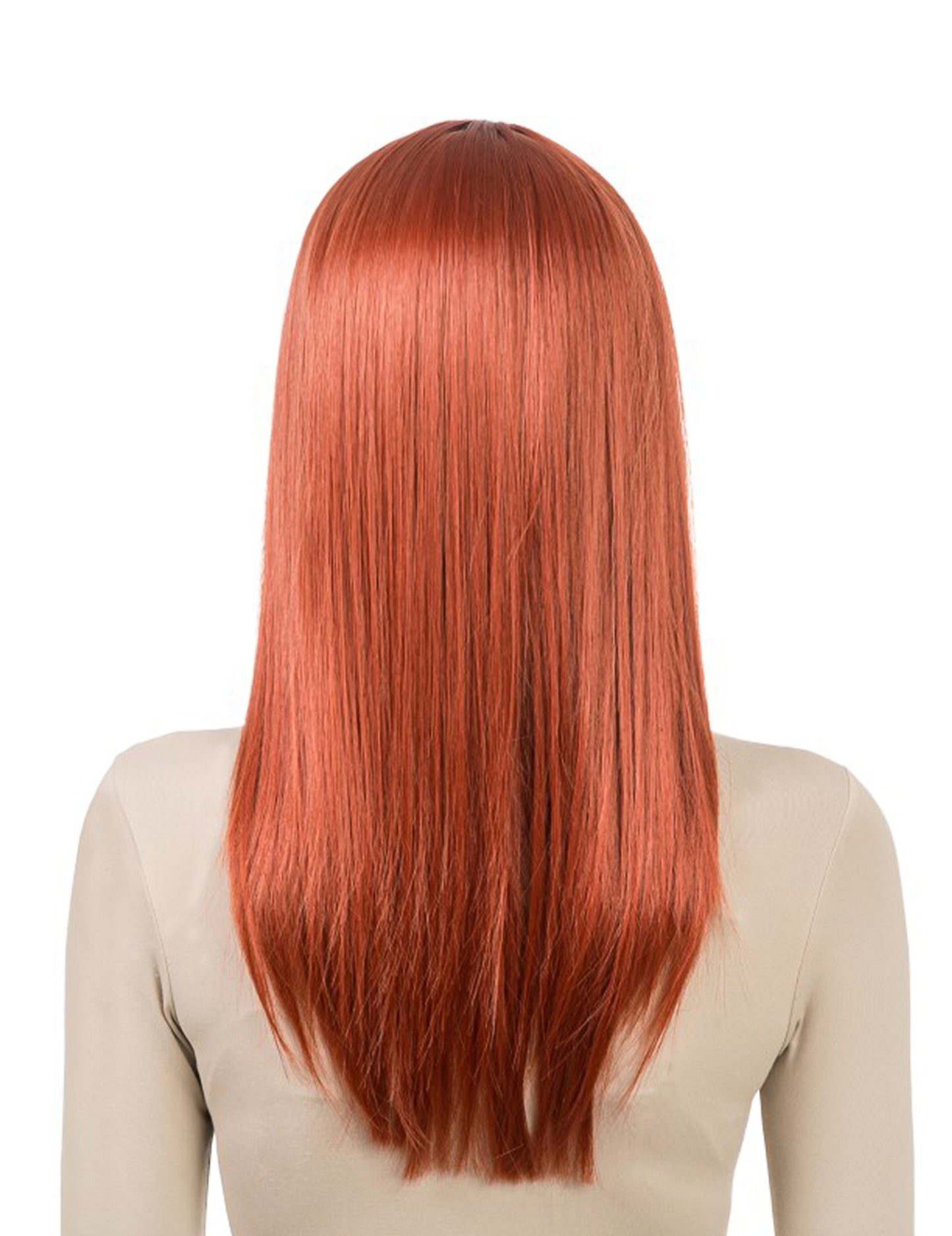 Peruca comprida auburn moldável luxo para mulher