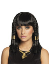 Perruque courte egypte pour femme noire avec tresses et perles dorées
