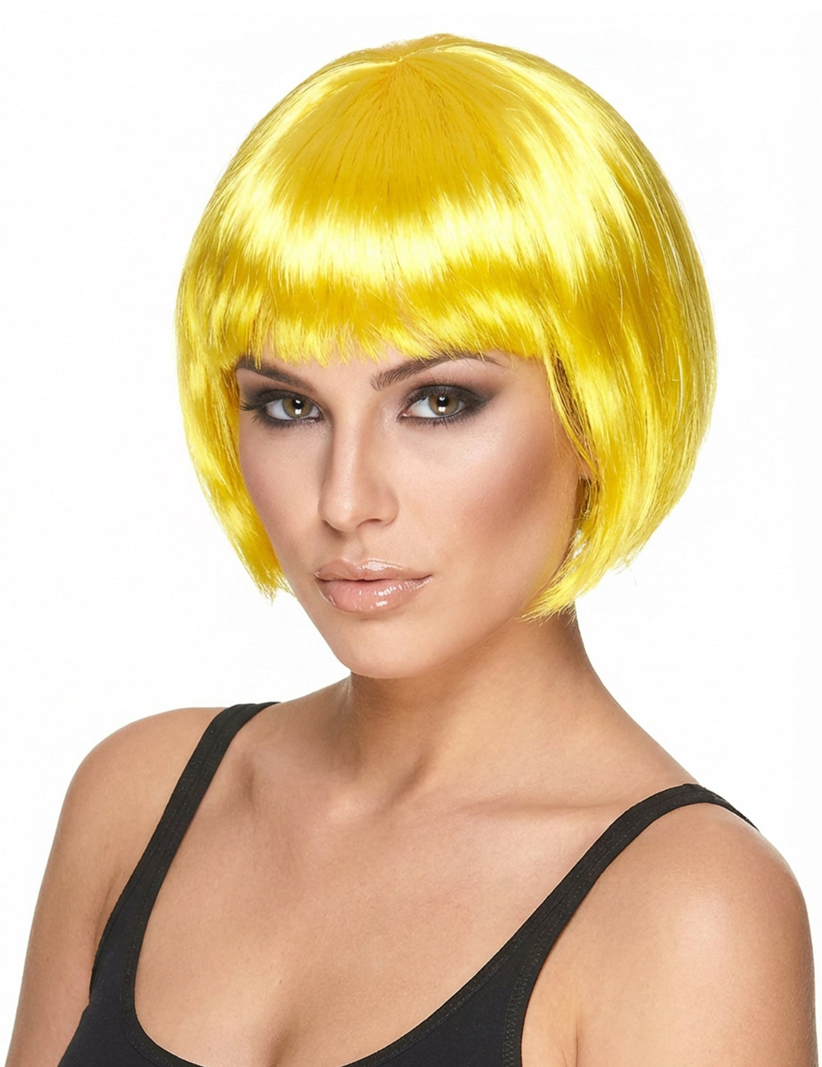 Perruque courte pour femme jaune coupe au carré