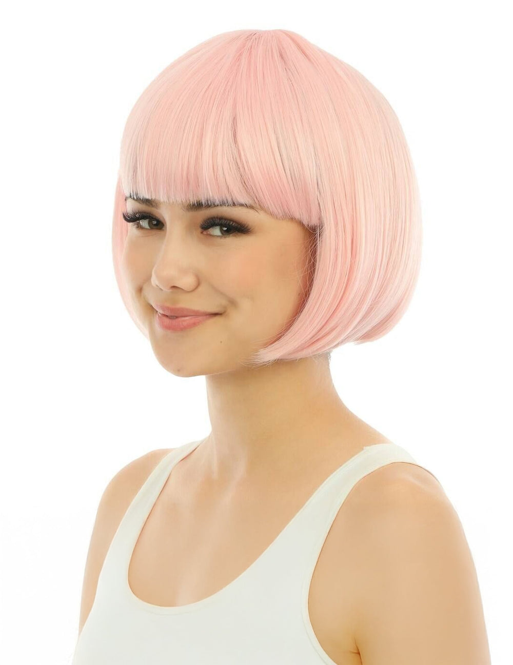 Perruque courte luxe pour adulte rose pastel