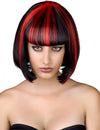 Perruque démoniaque pour femme noire et rouge