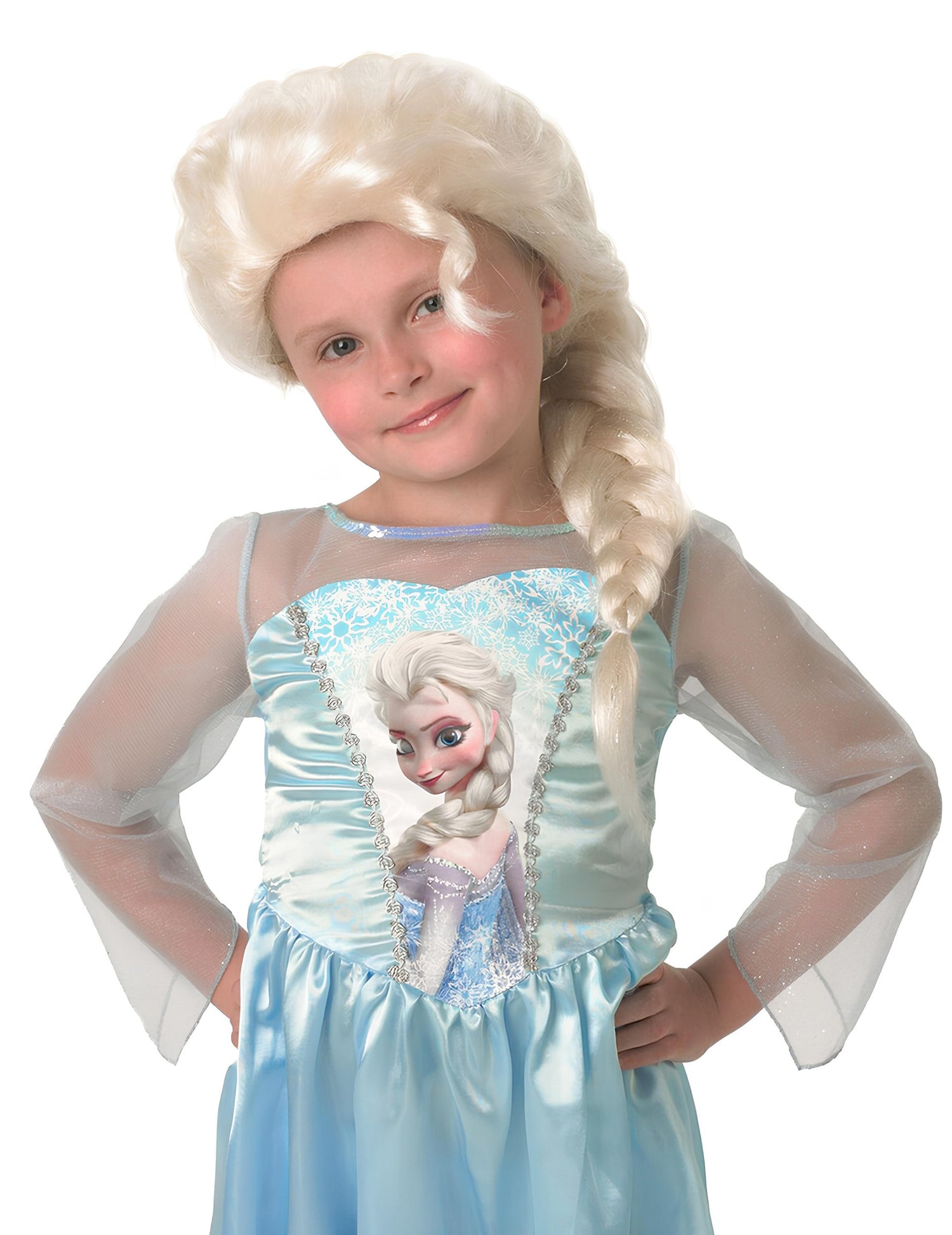 Perruque Elsa La Reine des neiges pour fille blonde platinée tressée