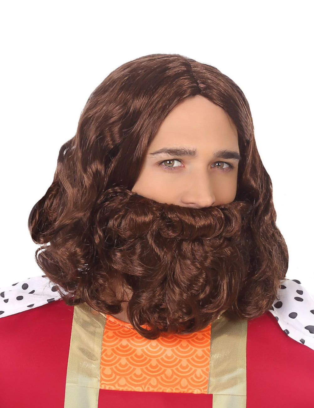 Perruque et barbe Jesus pour adulte châtain