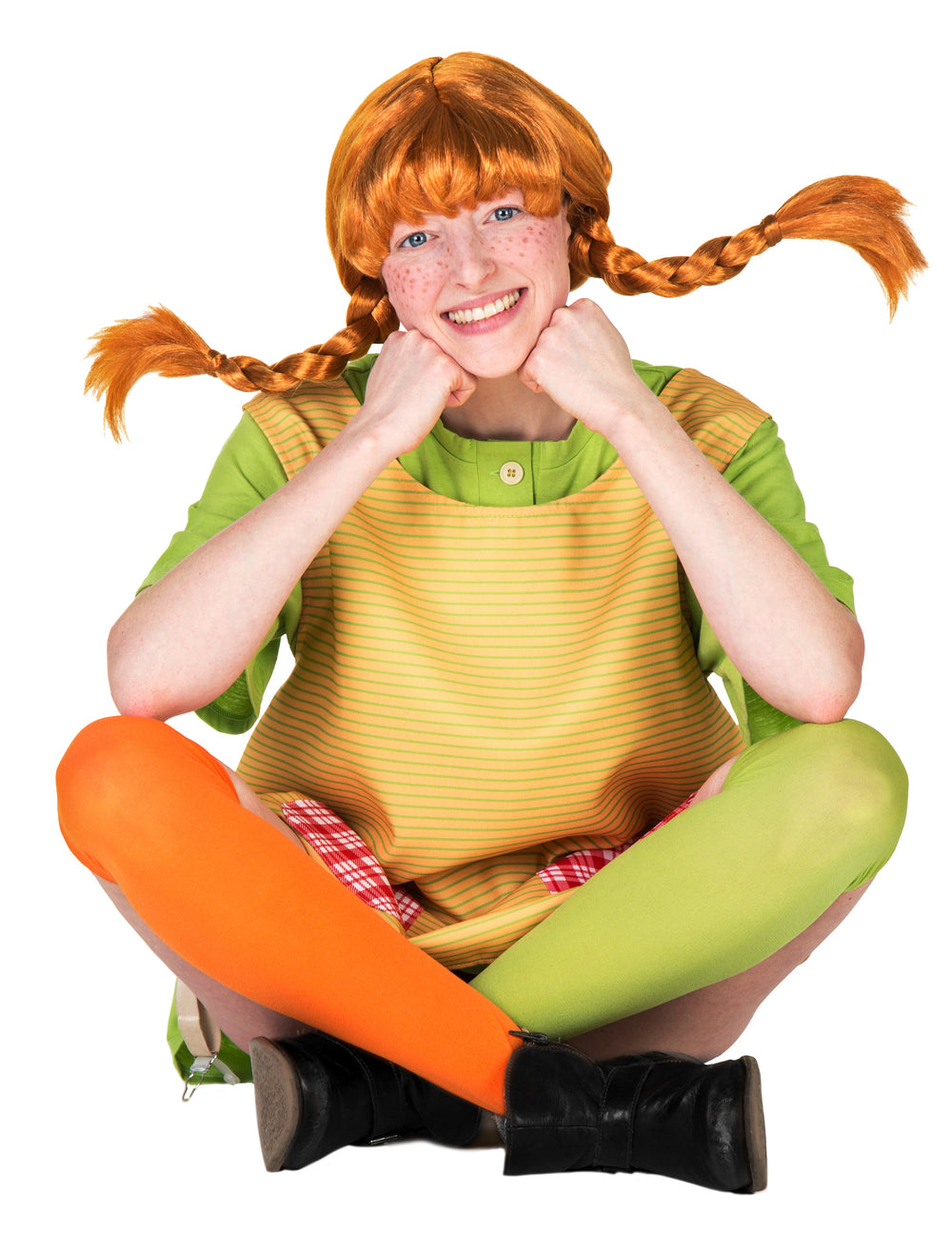Perruque Fifi Brindacier™ pour femme rousse avec nattes horizontales