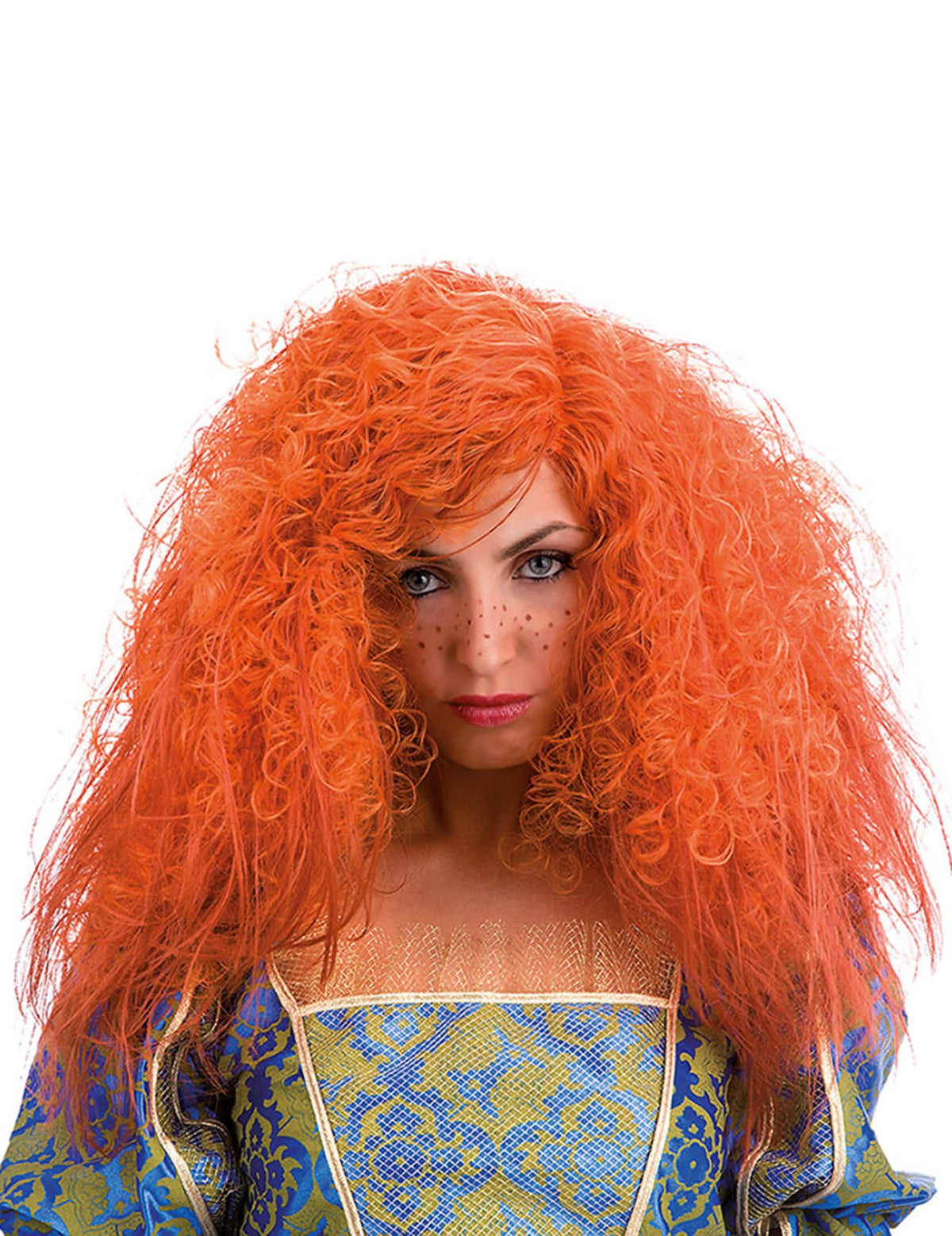 Peruca encaracolada para mulher cor de laranja volumosa
