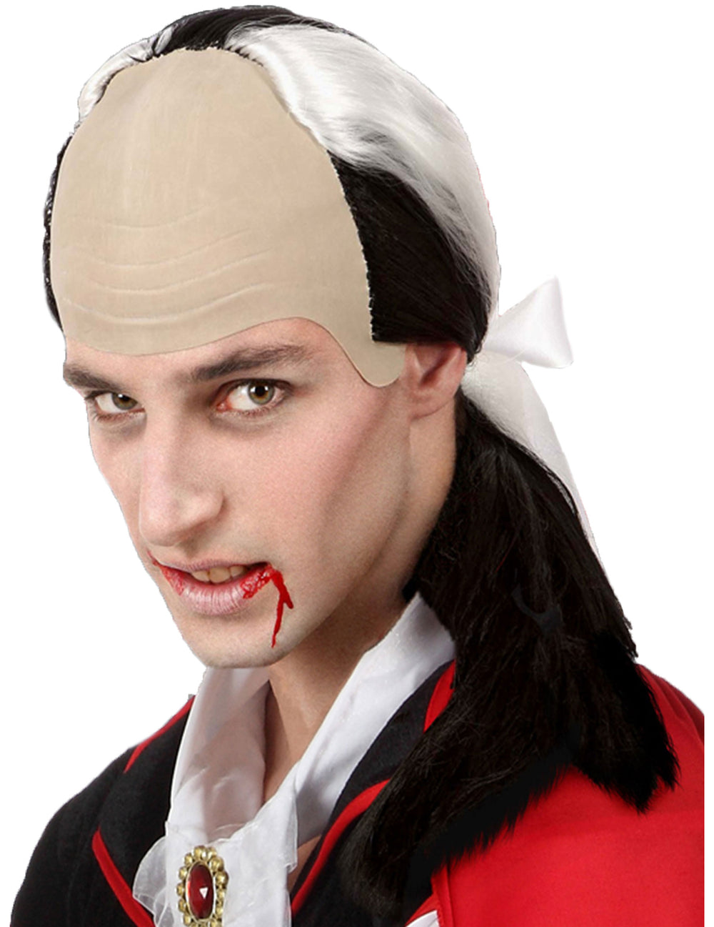 Perruque front dégarni vampire pour homme noire et blanche