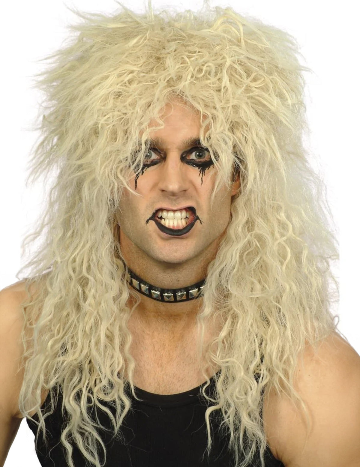 Perruque hard rocker pour adulte blonde longue et volumineuse