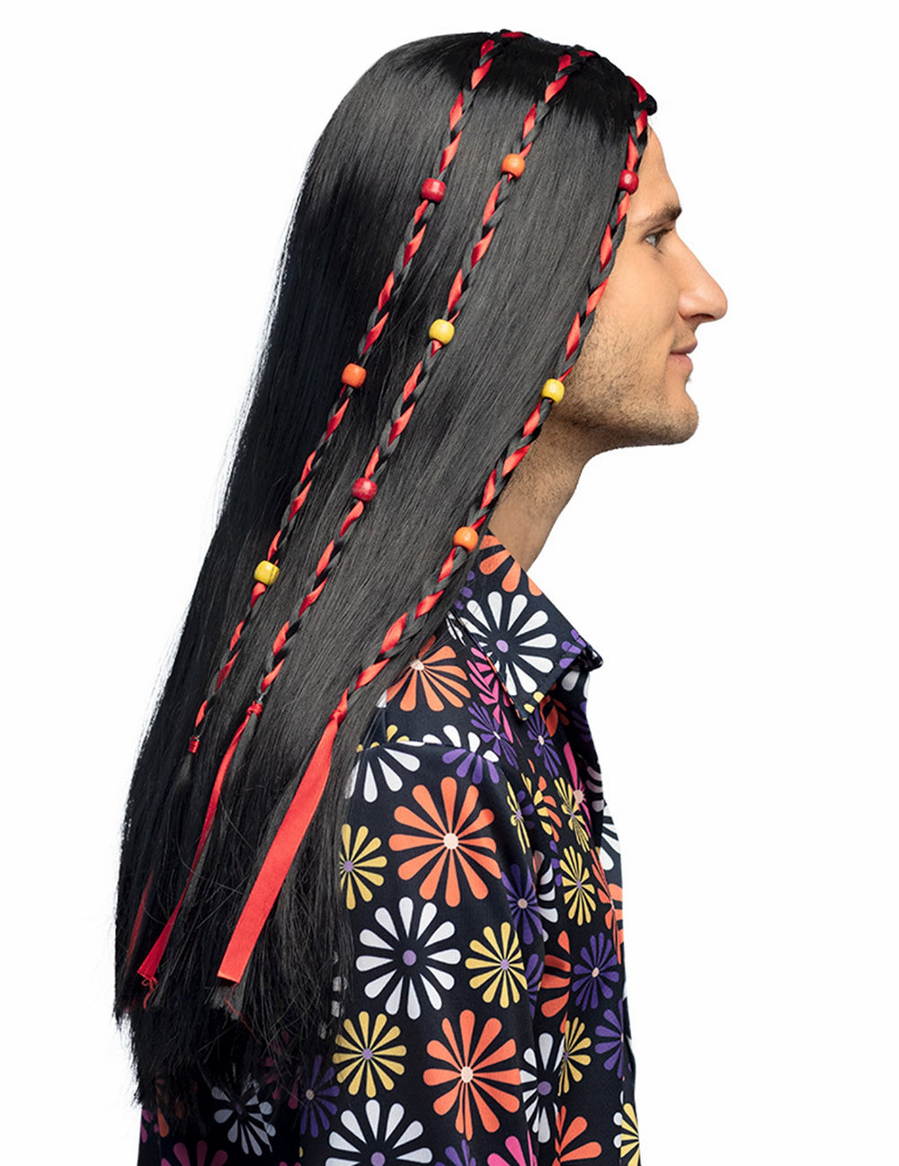 Vue de profil de la perruque hippie pour homme