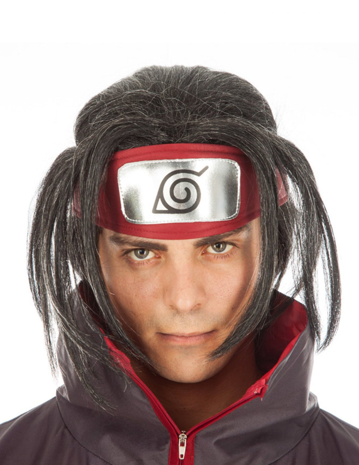 Perruque Itachi Naruto™ pour adulte noire avec bandeau rouge
