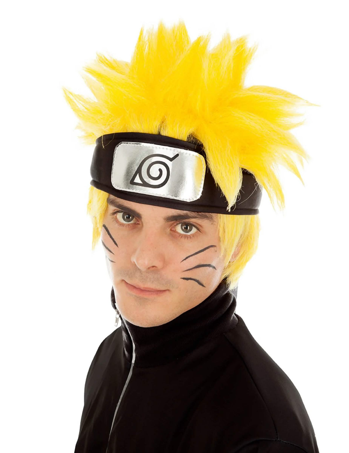 Peruca Naruto Shippuden para adulto amarelo com bandolete