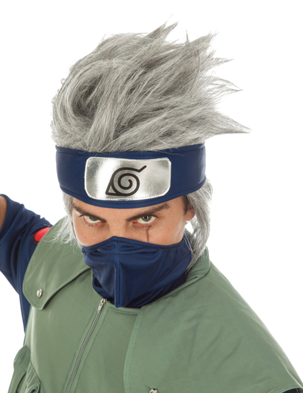 Perruque Kakashi Hatake Naruto™ pour adulte grise et hérissée