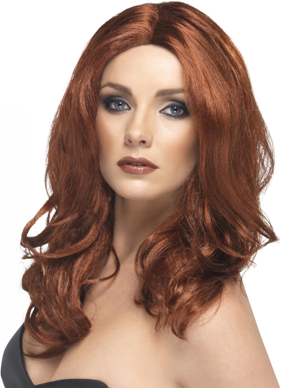 Perruque longue pour femme auburn ondulée