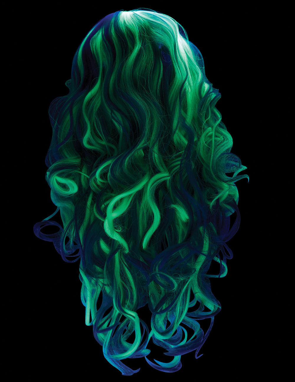Effet phosphorescent de dos de la perruque longue phosphorescente pour femme grise