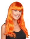 Peruca longa cor-de-laranja mulher