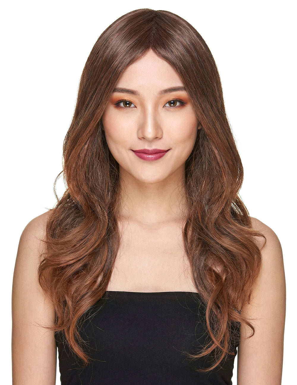 Vue de face de la perruque luxe longue pour femme