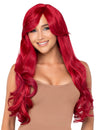 Perruque luxe longue pour femme rouge ondulée