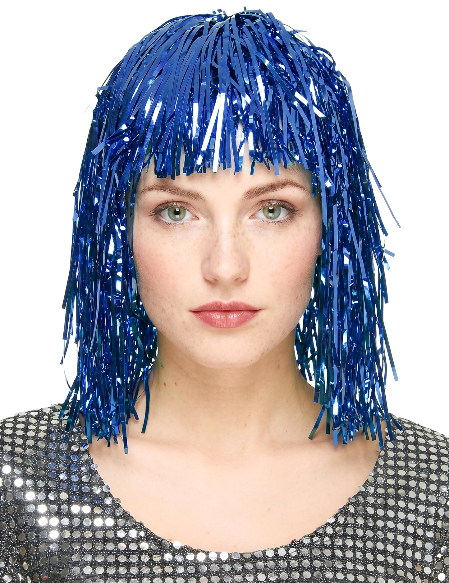 Perruque métallique bleue adulte