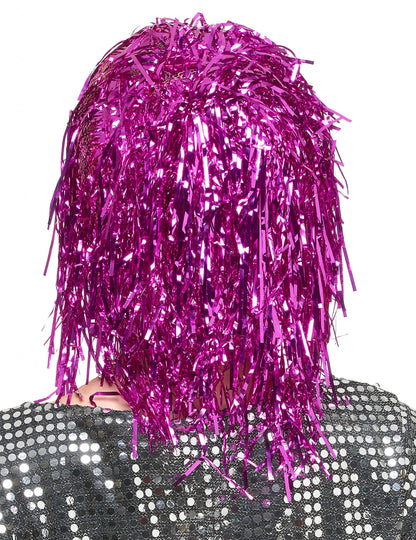 Peruca fuschia metalizada para adulto