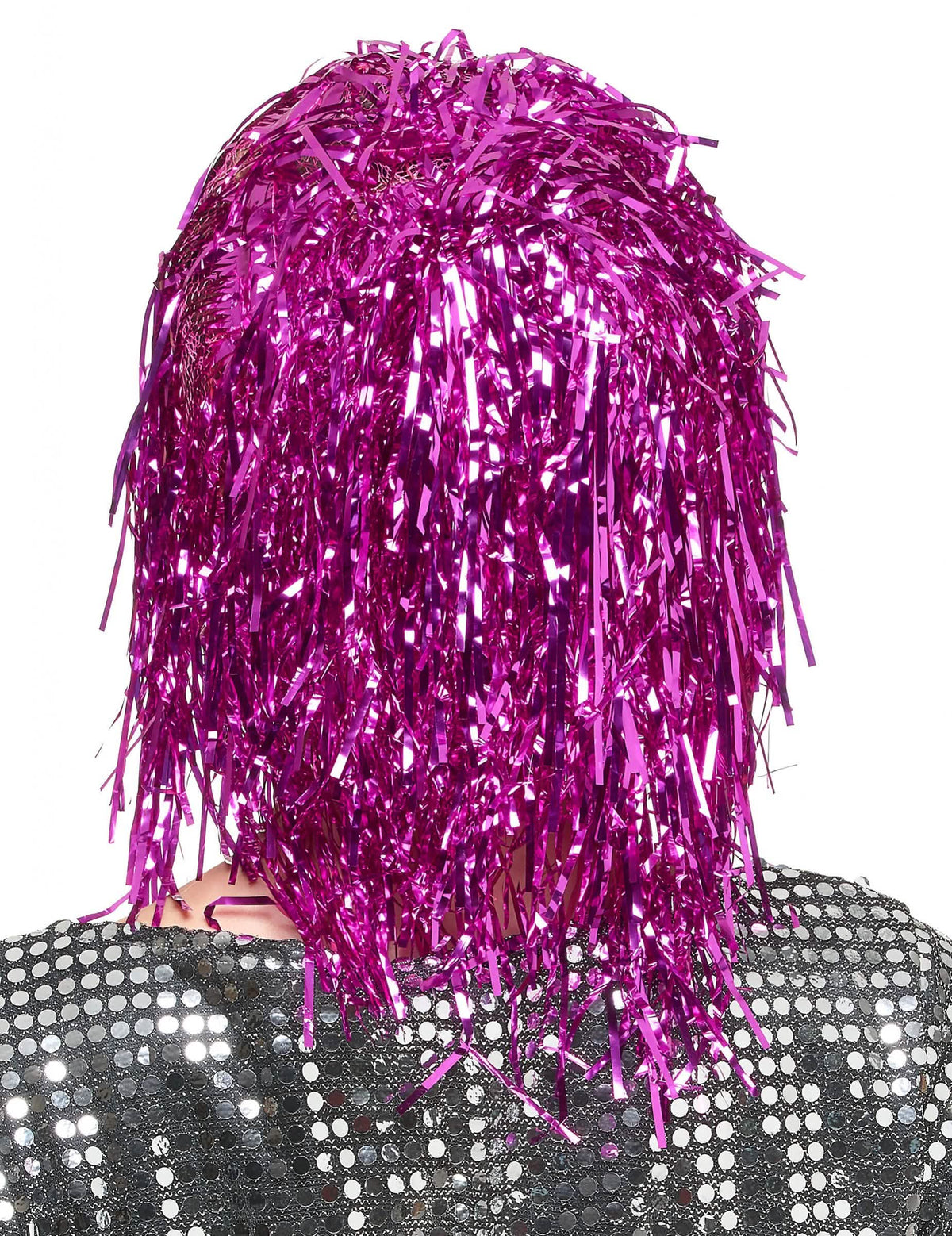 Peruca fuschia metalizada para adulto