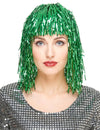 Peruca metálica verde mulher