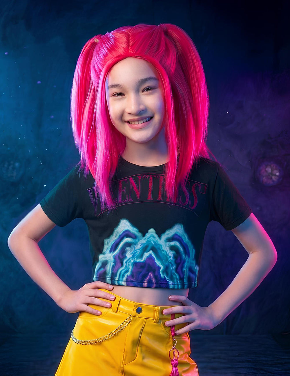 Perruque Mira Kpop Demon Hunter™ pour fille rose à couettes