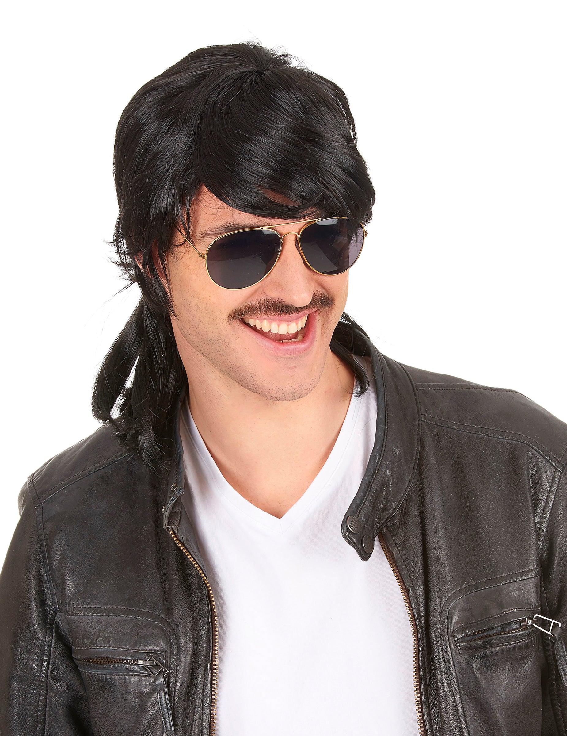 Perruque mulet pour homme noire et raide